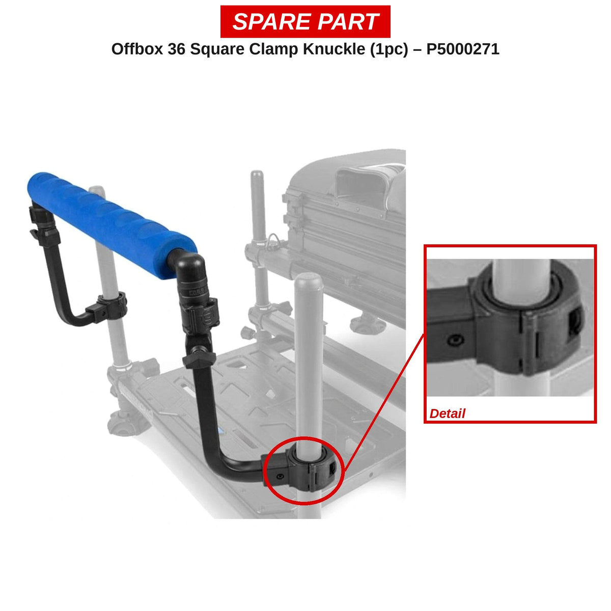 Preston Vierkante klem voor Offbox Pole Support en Pro Pole Support – P5000271