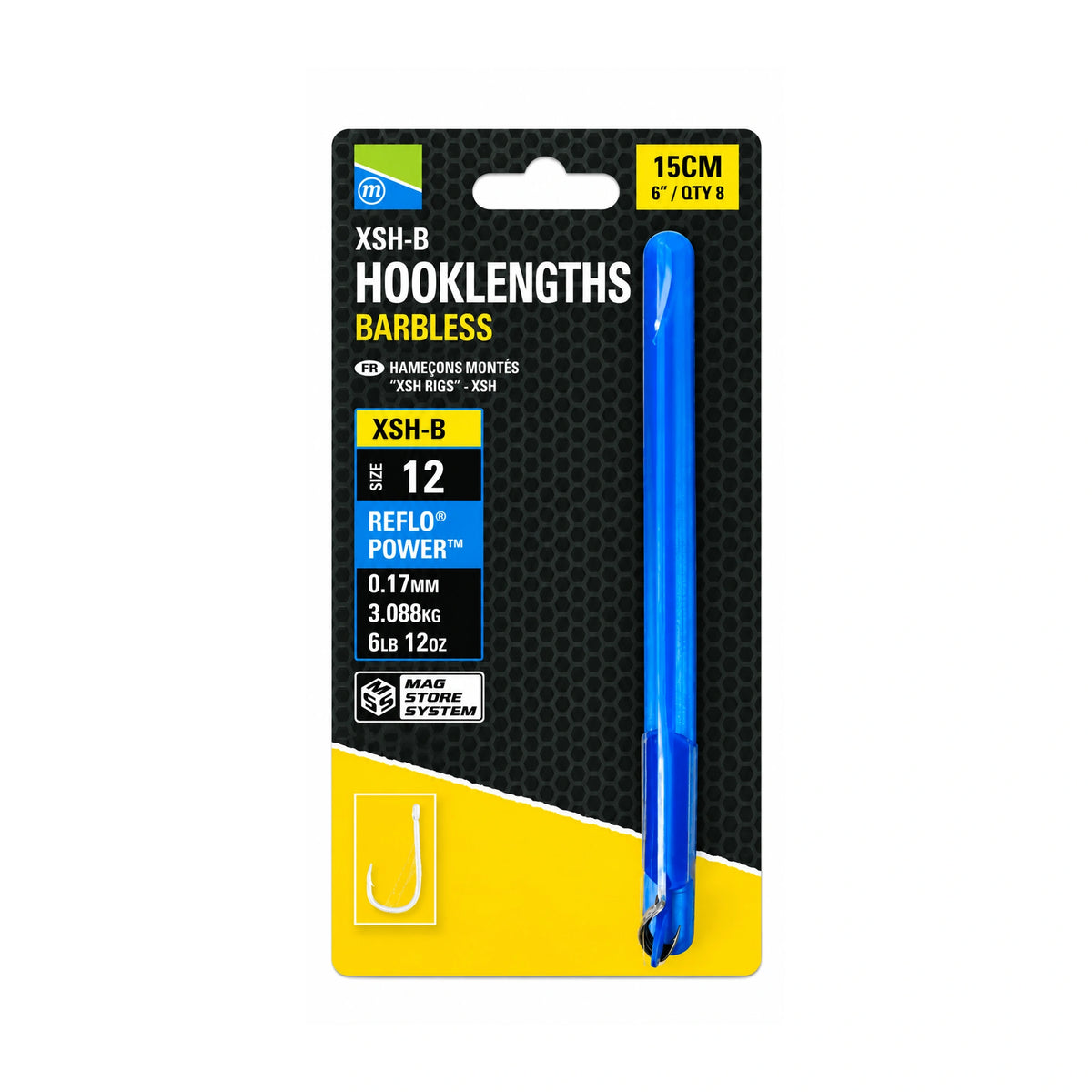 Preston XSH-B Hooklengths Barbless 15cm maat 12 0.17mm