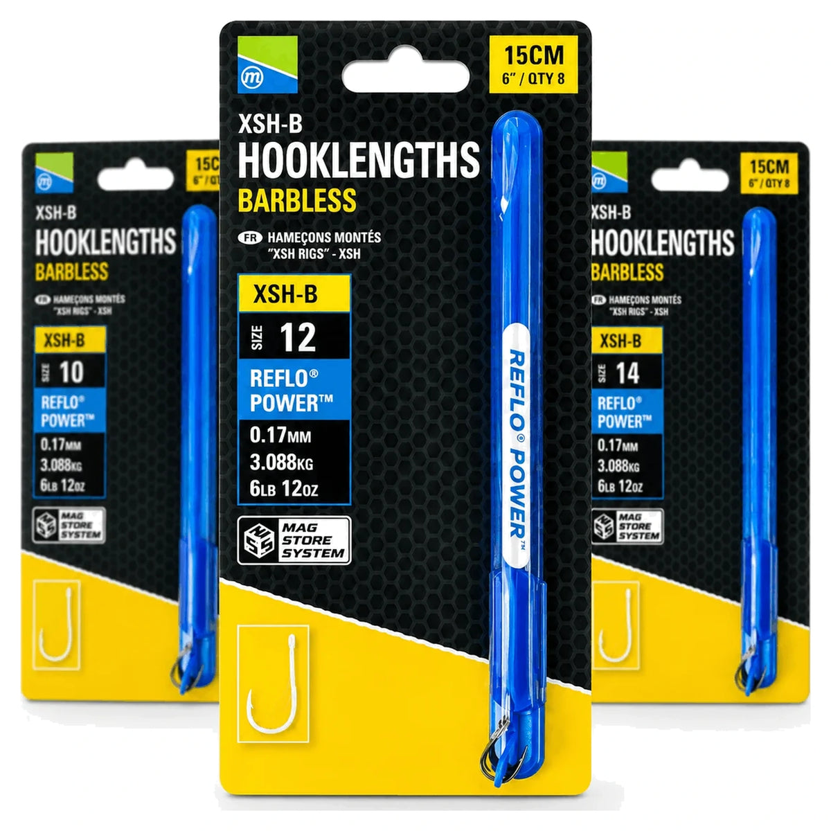 Preston XSH-B Hooklengths Barbless 15 cm – verpakkingen maat 10, 12 en 14