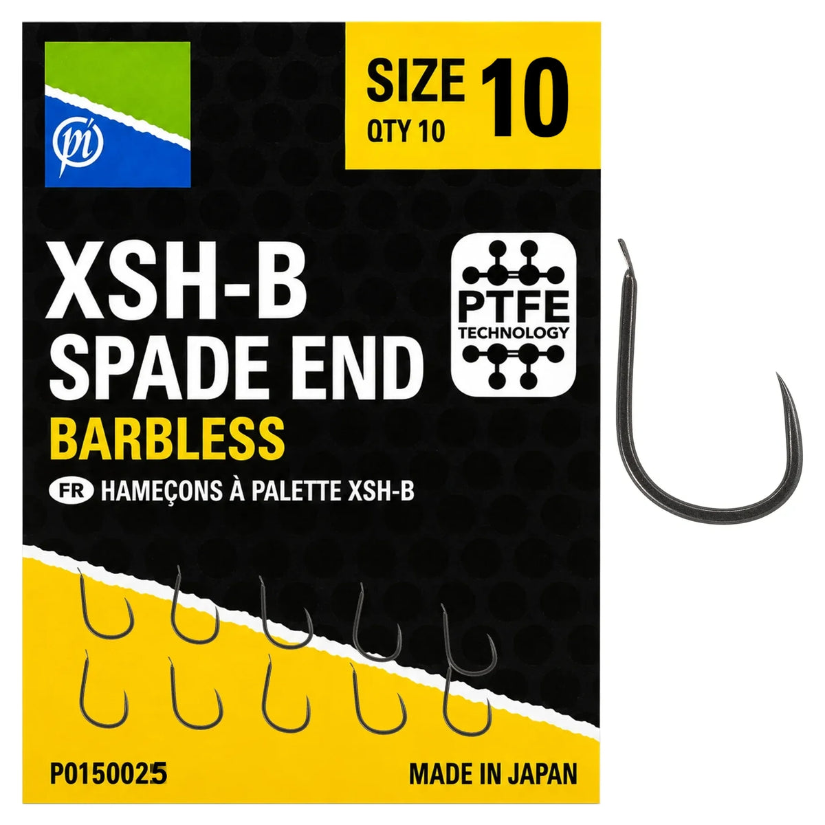 Preston XSH-B Spade End Barbless haak maat 10 – verpakking met 10 haken en losse haak