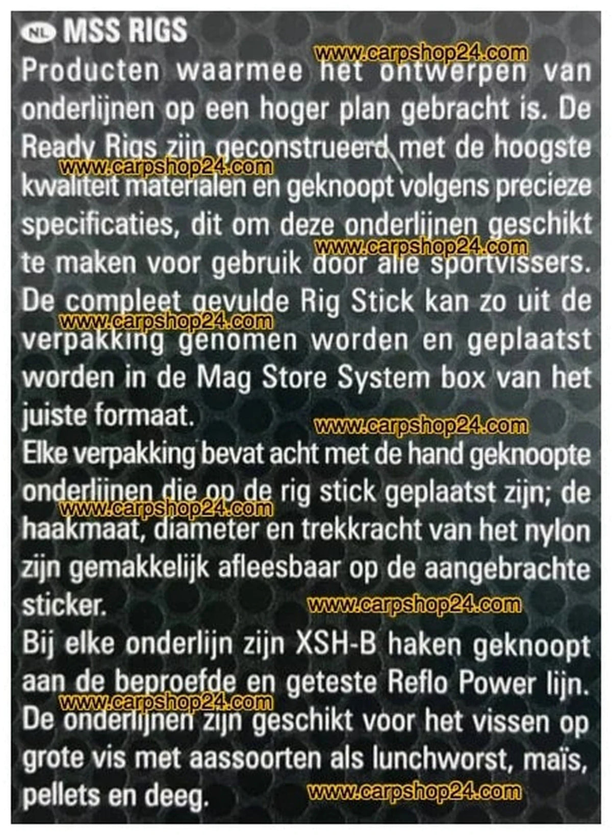 Nederlandstalige informatie over Preston XSH-B Hooklengths Barbless met bestaande watermerken