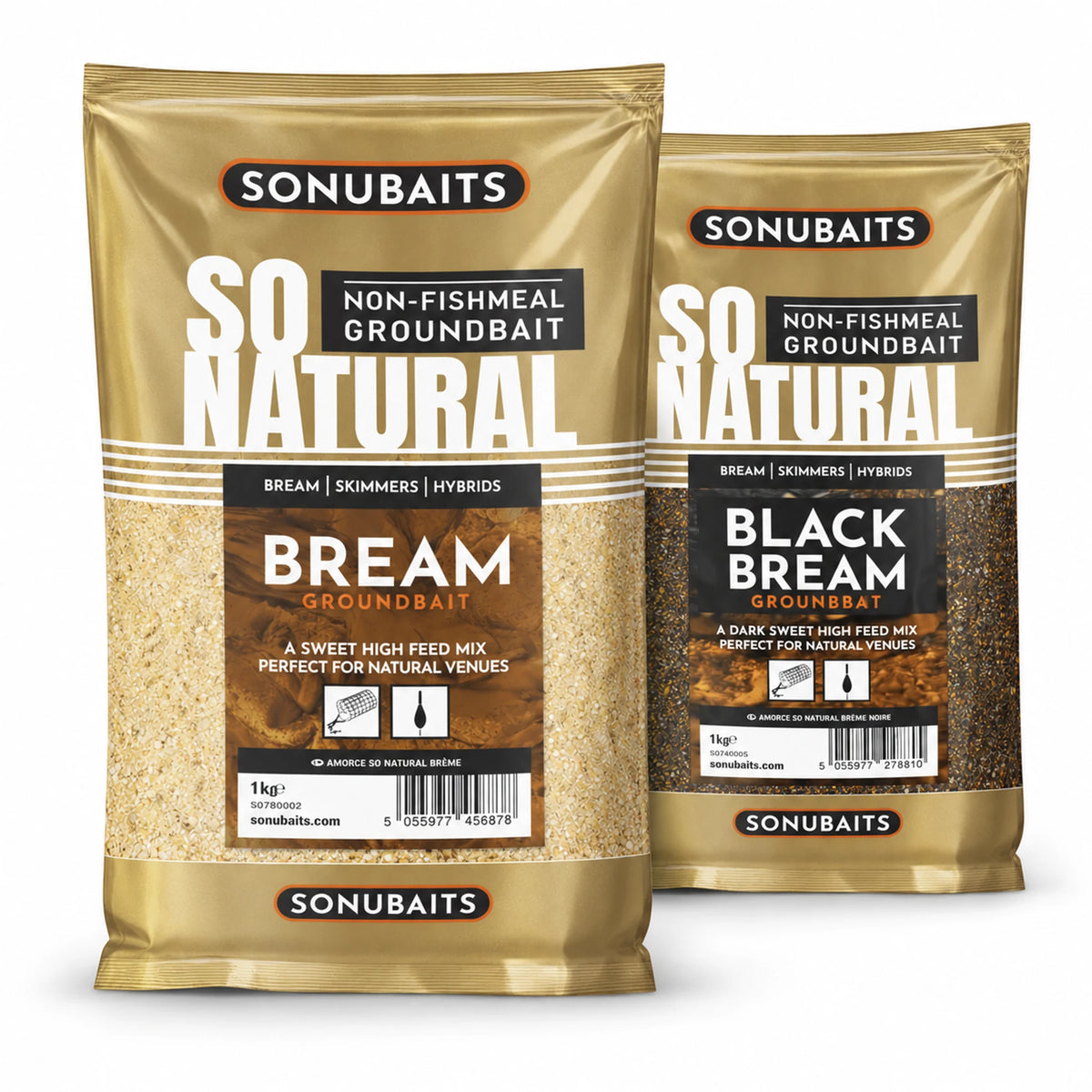 Sonubaits So Natural Bream en Black Bream 1kg – beide verpakkingen