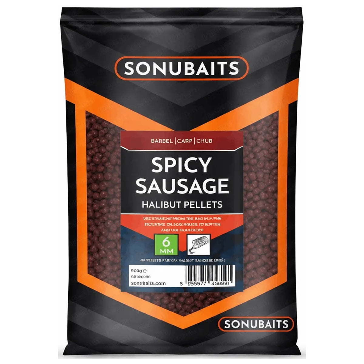 Sonubaits Spicy Sausage Halibut Pellets 900g 6mm verpakking