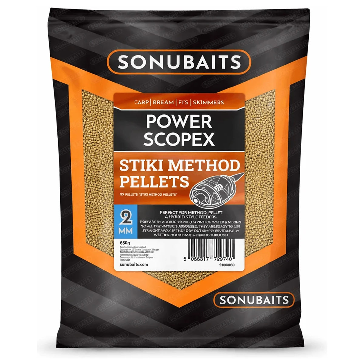Sonubaits Stiki Method Pellets Power Scopex van 2 mm in verpakking