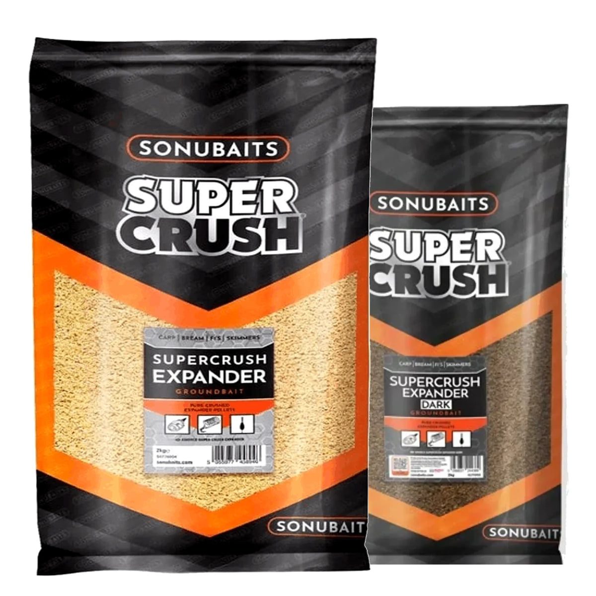 Sonubaits Supercrush Expander en Expander Dark 2kg – beide verpakkingen