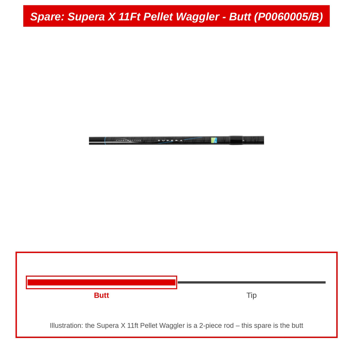 Spare: Supera X 11Ft Pellet Waggler - Butt (P0060005/B)