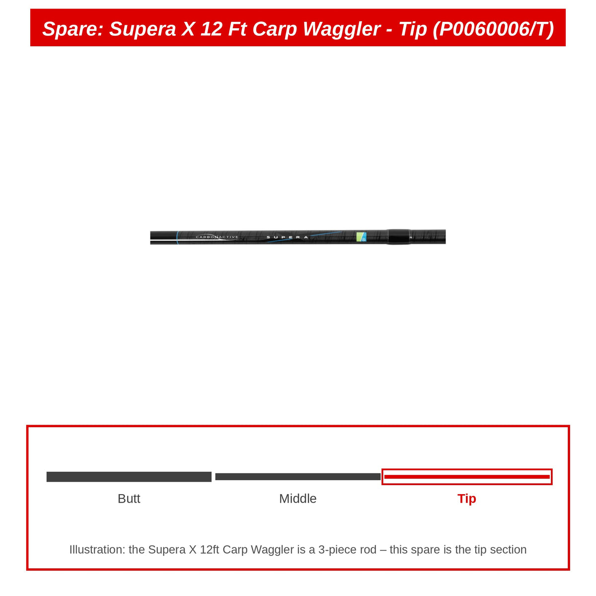 Spare: Supera X 12 Ft Carp Waggler - Tip (P0060006/T)