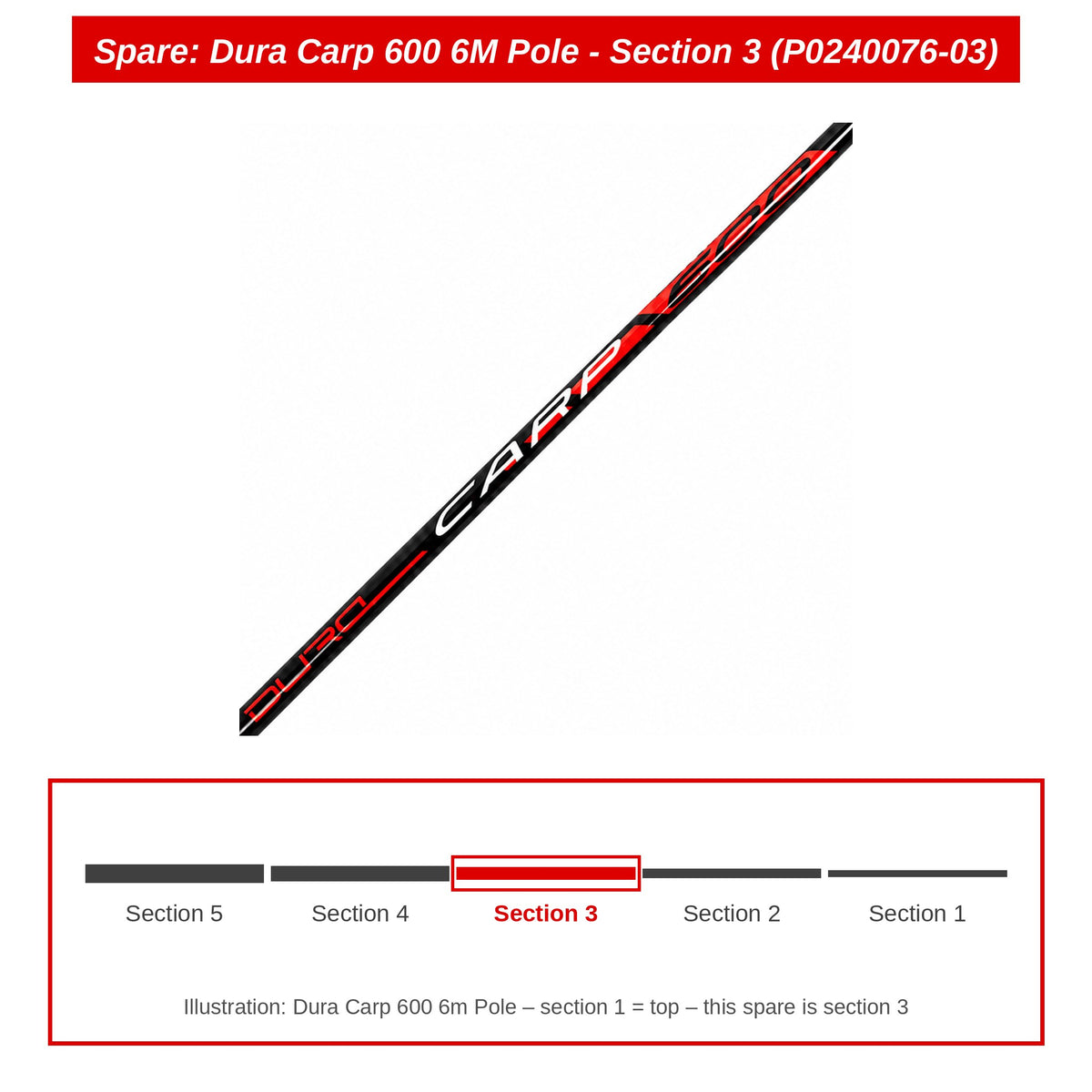 Spare: Dura Carp 600 6M Pole - Section 3 (P0240076-03)