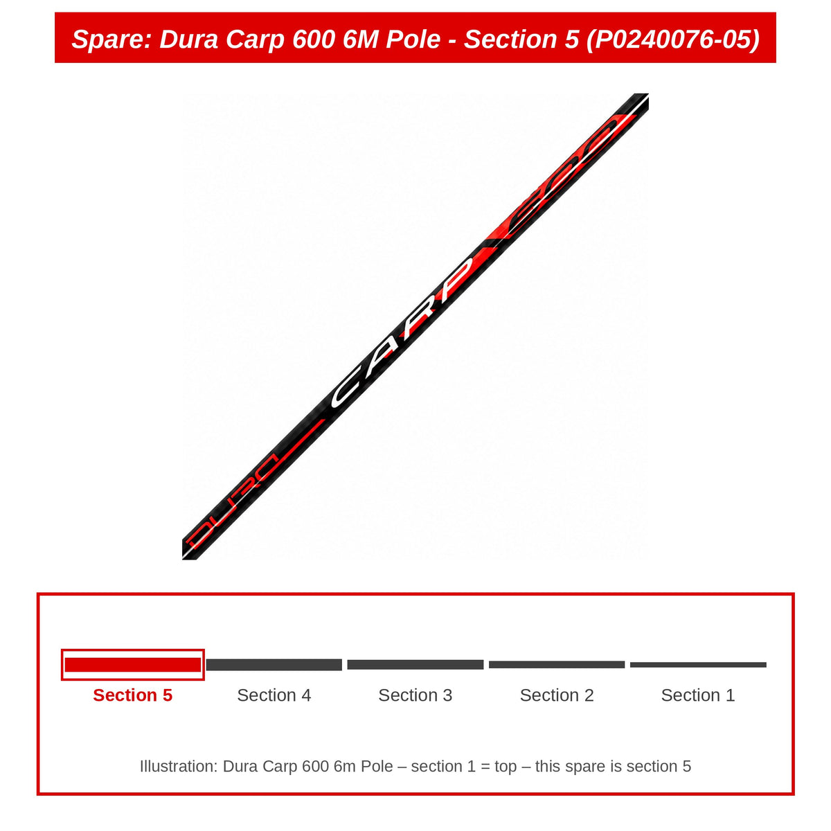 Spare: Dura Carp 600 6M Pole - Section 5 (P0240076-05)
