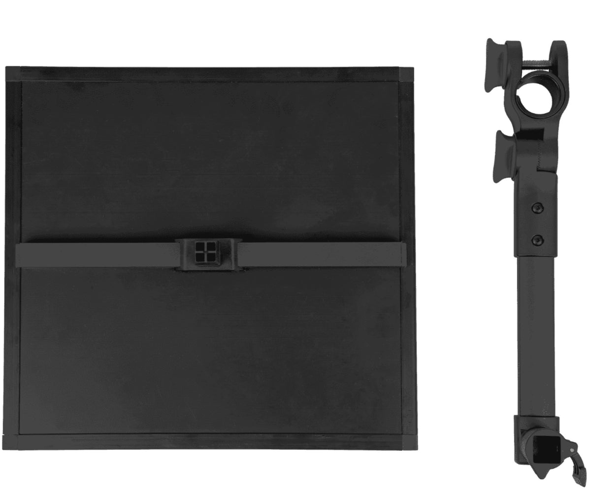 Onderzijde van Korum Tackle Tray met bevestigingsarm