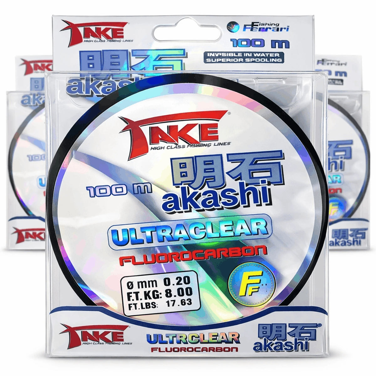 TAKE Akashi Ultraclear 100 m – fluorocarbon vislijn in verschillende diameters