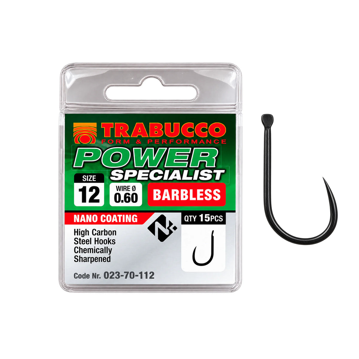 Trabucco Power Specialist Barbless haak zonder weerhaak, maat 12