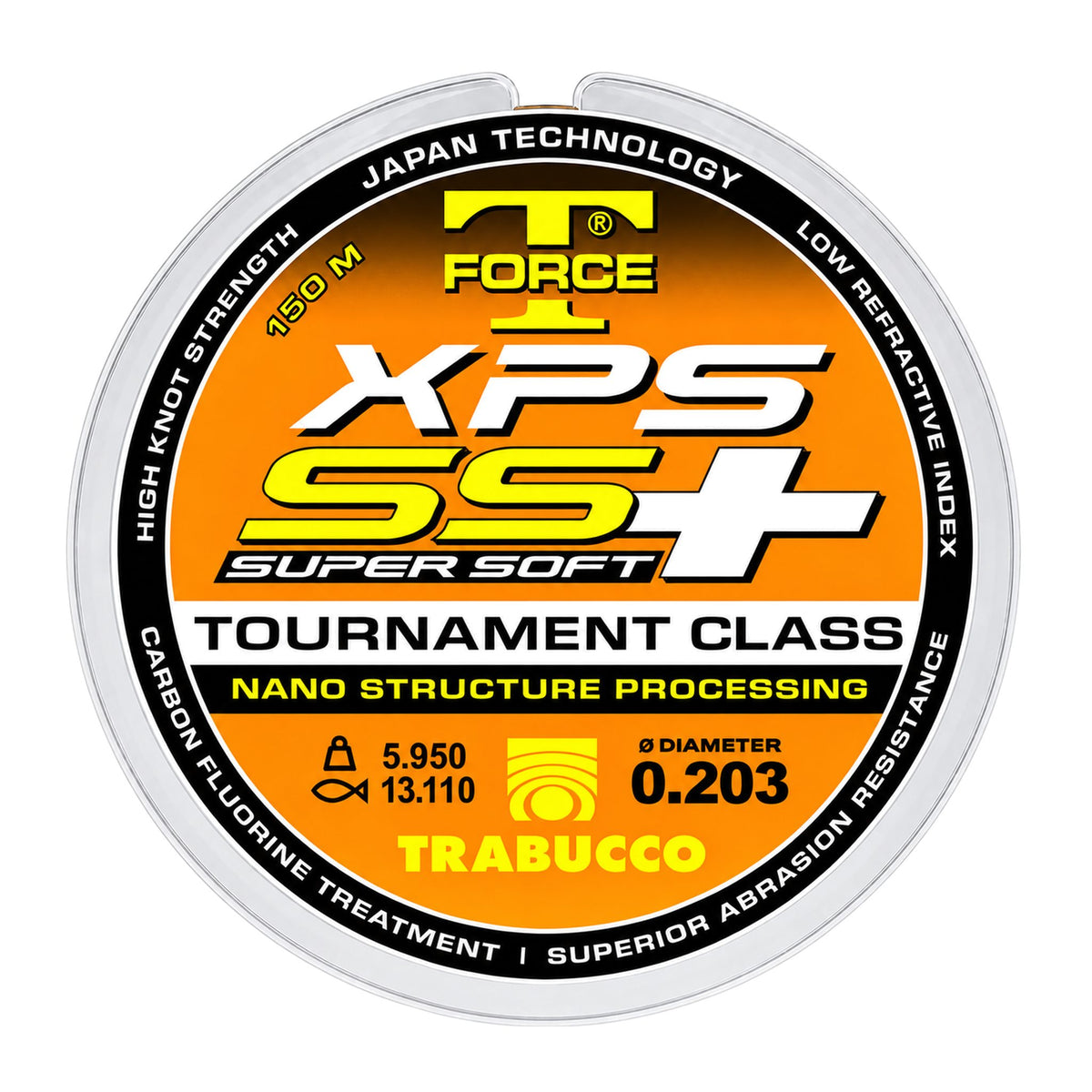Trabucco XPS Super Soft Plus 150m – spoel met oorspronkelijke diameteropdruk 0.203 voor de 0.20mm-variant