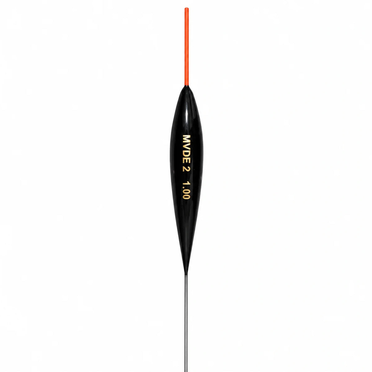 Van den Eynde MVDE 2 – zwarte dobber met oranje antenne en goudkleurige opdruk