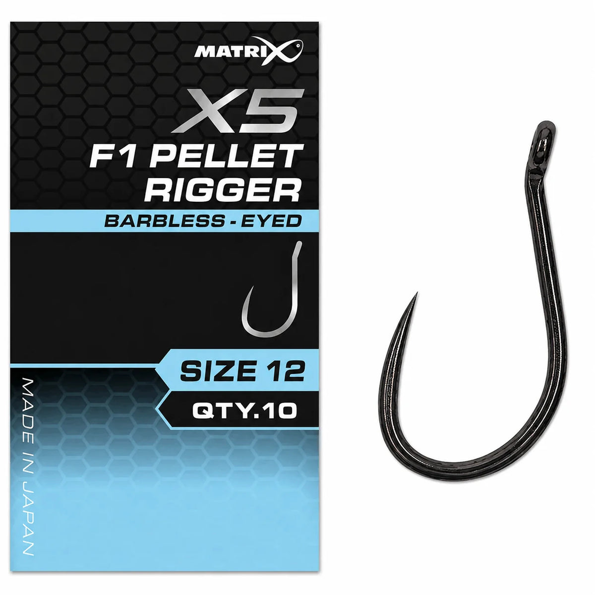 Matrix X5 F1 Pellet Rigger Barbless Eyed – haak met oog zonder weerhaak, maat 12