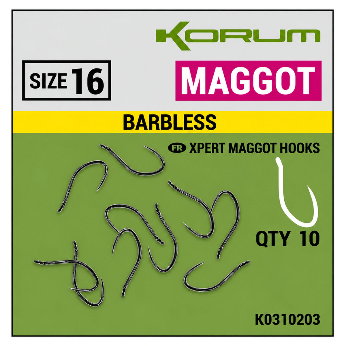 Korum Maggot Barbless maat 16 met weerhaakloze haken
