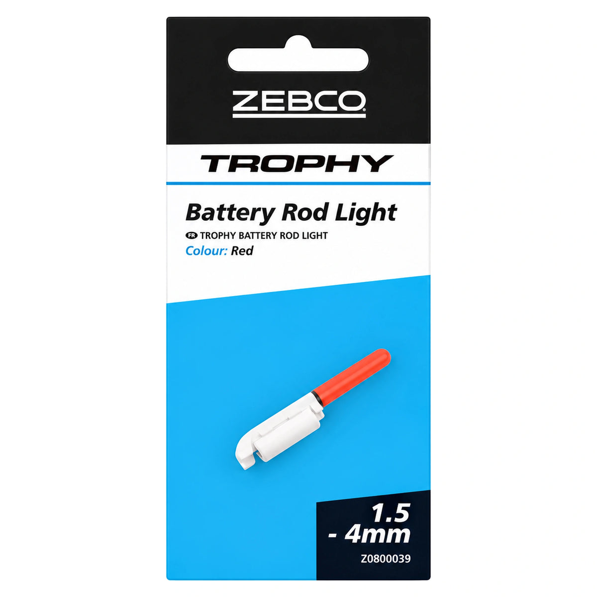 Zebco Trophy Battery Rod Light Red – verpakking met rood hengeltoplicht Z0800039
