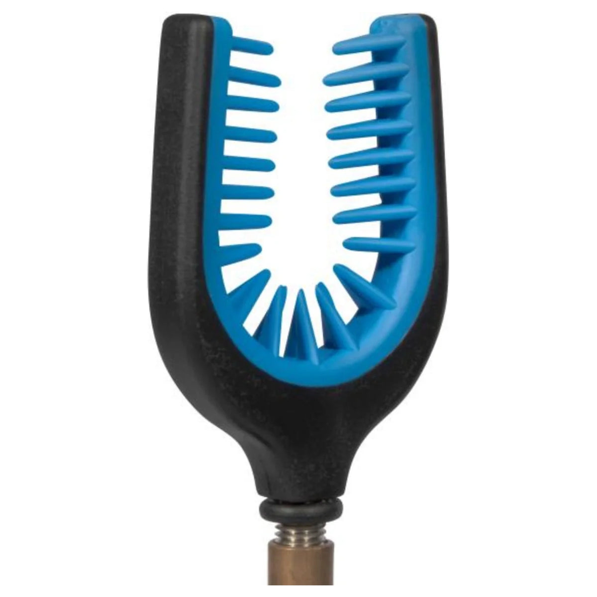 Zebco Trophy Butt Gripper Rest – blauw-zwarte klemsteun gemonteerd op een steun
