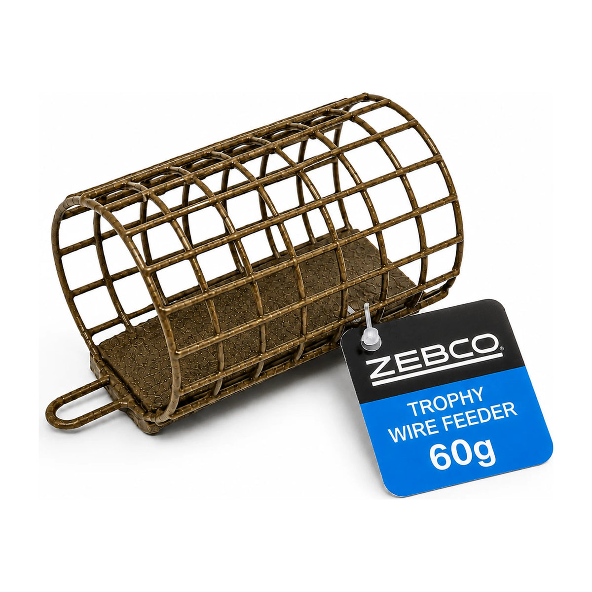 Zebco Trophy Wire Feeder 60g voerkorf met metalen raster en zichtbaar 60g-productlabel