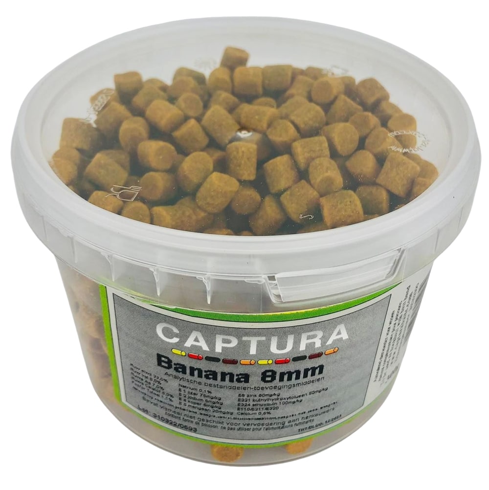 captura flavoured pellets 300g bait band banana banaan geel