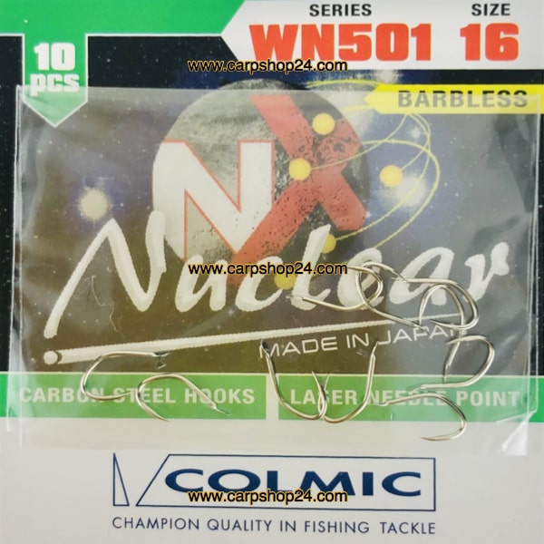 Colmic Nuclear WN501 Hooks Nickel Nikkel Haken Weerhaakloos Nr 16 AMHW26