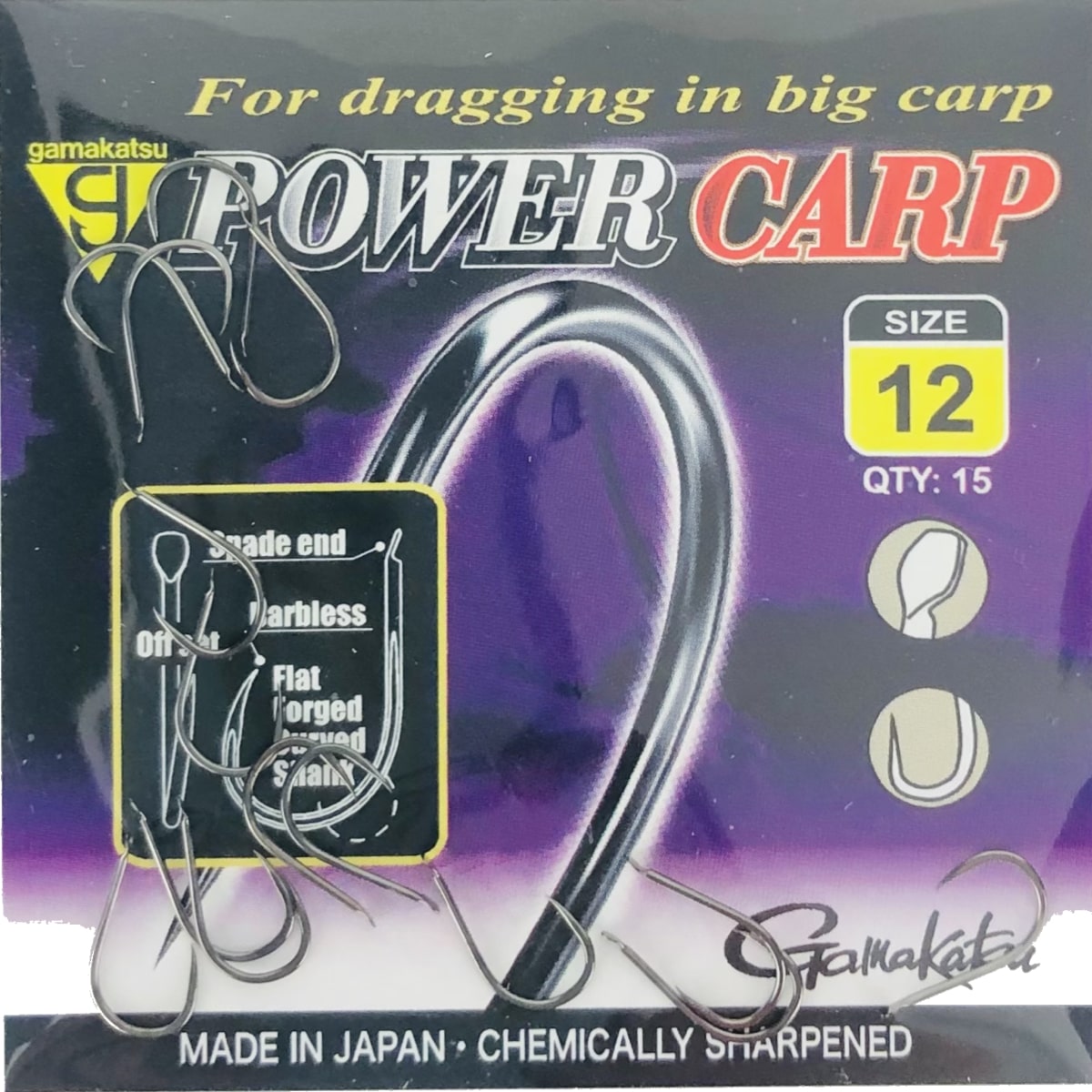 Gamakatsu power carp barbless spade end haak 12