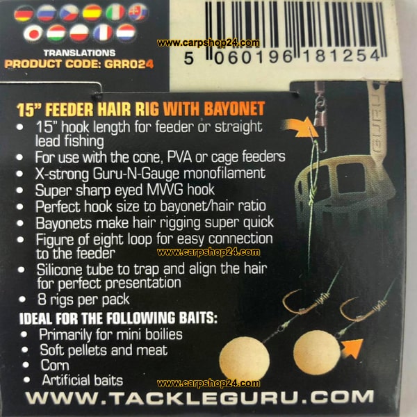 Guru 15 Inch Bayonet Hair Rigs 38cm Onderlijnen