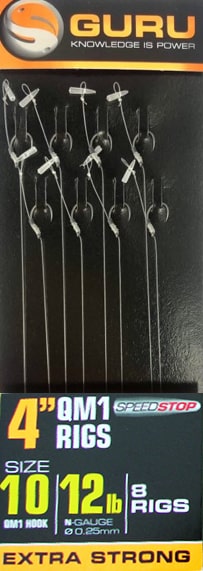 Guru 4 Inch QM1 Speedstop Rigs Onderlijnen 10cm Haak 10 0.25mm GRR025