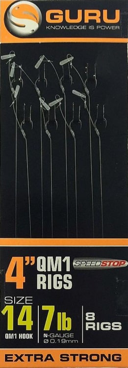 Guru 4 Inch QM1 Speedstop Rigs Onderlijnen 10cm Haak 14 0.19mm GRR027