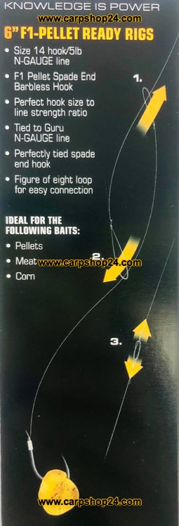 Guru 6" F1-Pellet Ready Rigs 15cm Onderlijnen