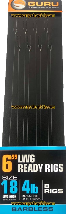 Guru 6" LWG Ready Rig 15cm Onderlijn Haak 18 0.13mm GRR063