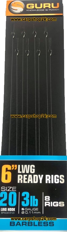 Guru 6" LWG Ready Rig 15cm Onderlijn Haak 20 0.11mm GRR064