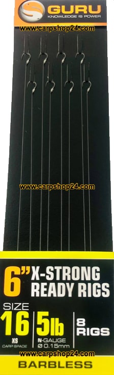 Guru 6" X-Strong Ready Rigs 15cm Onderlijnen Size 16 0.15mm GRR068