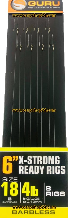 Guru 6" X-Strong Ready Rigs 15cm Onderlijnen Size 18 0.13mm GRR069