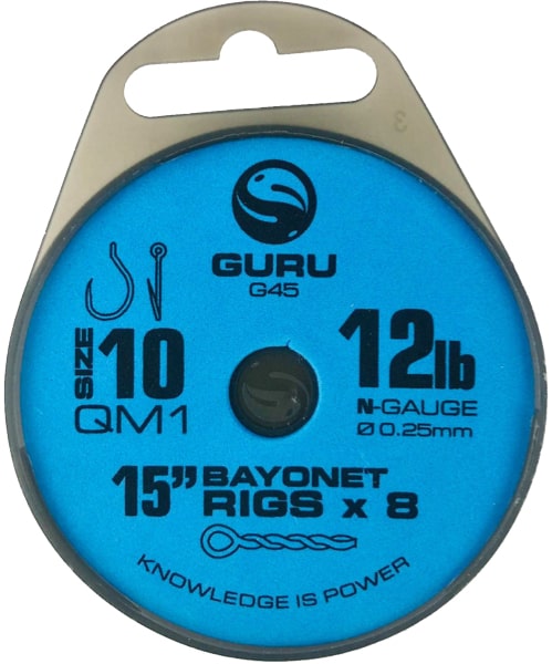 Guru QM1 15" Bayonet Rigs 38cm Onderlijnen Haak 10 0.25mm GRR045