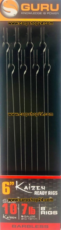 Guru Kaizen 6" 15cm Ready Rigs Onderlijnen Haak 10 0.18mm GRR075