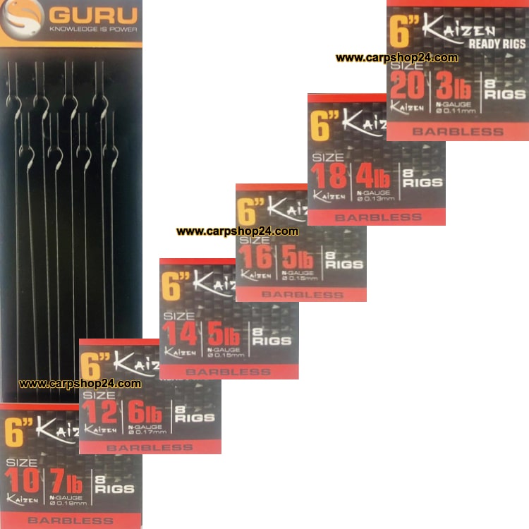 Guru Kaizen 6" Ready Rigs 15cm Barbless Onderlijnen