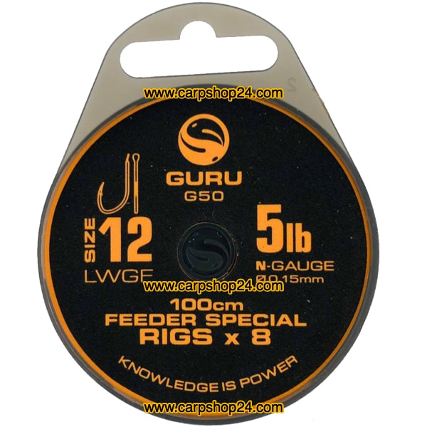 Guru LWGF 100cm Feeder Special Rigs Onderlijnen Haak 12 0.15mm GRR050