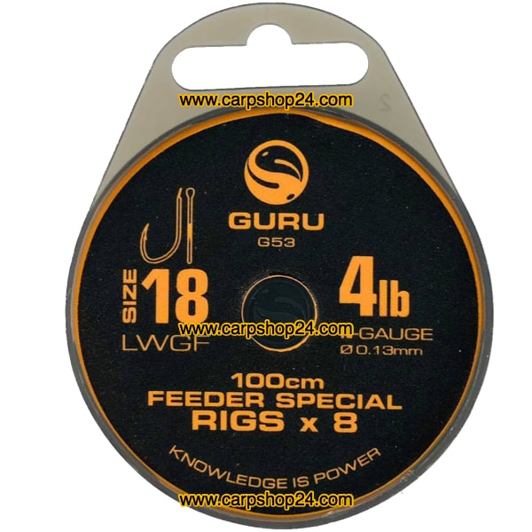 Guru LWGF 100cm Feeder Special Rigs Onderlijnen Haak 18 0.13mm GRR053