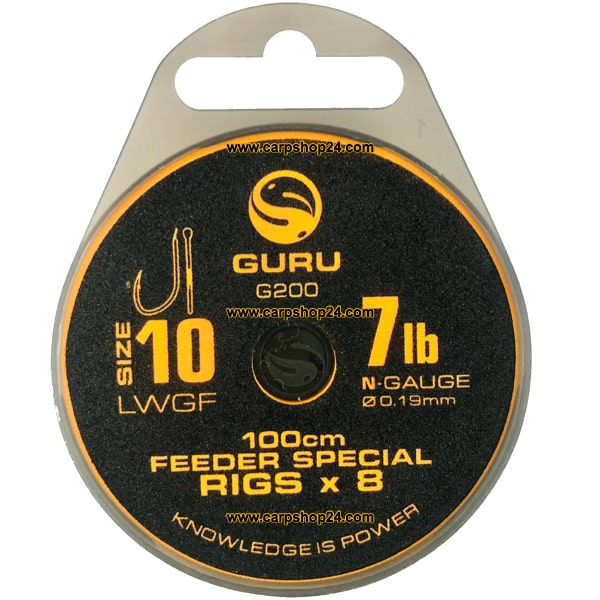 Guru LWGF 100cm Feeder Special Rigs Onderlijnen Haak 10 0.19mm GRR049