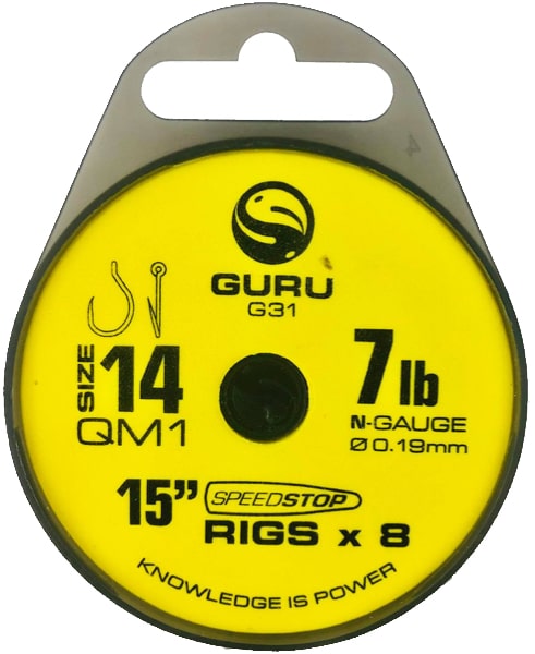 Guru QM1 15" 38cm Speedstop Rigs Onderlijnen Haak 14 0.19mm GRR031