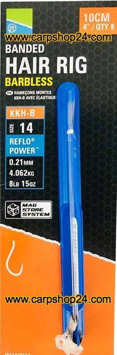 Preston KKH-B Banded Hair Rig Barbless onderlijnen haak 14 0.21mm P0160031