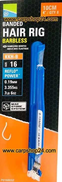 Preston KKH-B Banded Hair Rig Barbless onderlijnen haak 16 0.19mm P0160032