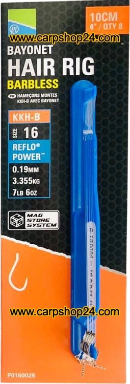 Preston KKH-B Bayonet Hair Rig Barbless Onderlijnen haak 16 0.19mm P0160028