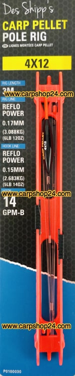 Preston Carp Pellet Pole Rigs Tuigen 4 x 12 Rood P0100030