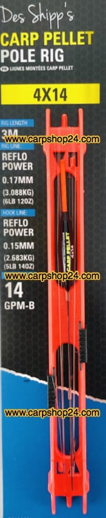 Preston Carp Pellet Pole Rigs Tuigen 4 x 14 Rood P0100031