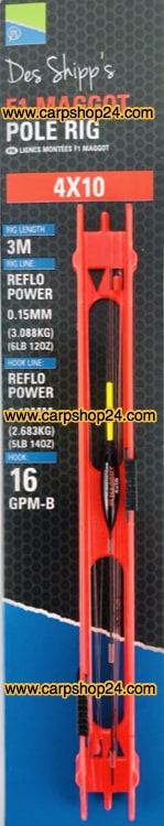 Preston F1 Maggot Pole Rigs Tuigen 4x10 Geel P0100021