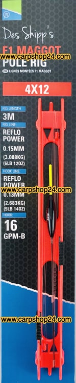 Preston F1 Maggot Pole Rigs Tuigen 4x12 Geel P0100022