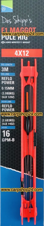 Preston F1 Maggot Pole Rigs Tuigen 4x12 Rood P0100022