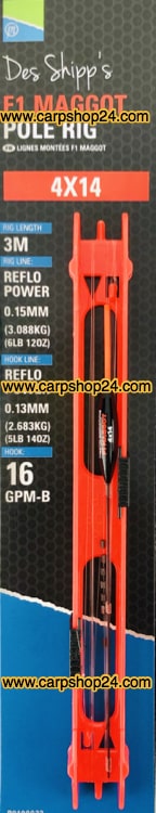 Preston F1 Maggot Pole Rigs Tuigen 4x14 Rood P0100023